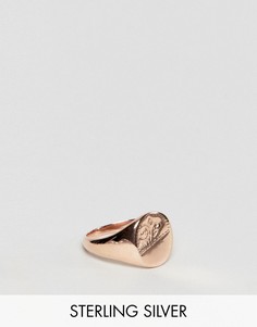 Серебряное кольцо с печаткой и покрытием из розового золота ASOS - Серебряный