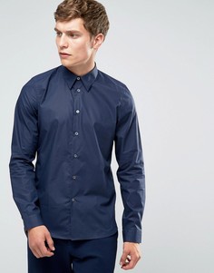 Синяя строгая рубашка слим с контрастными манжетами Paul Smith - Синий