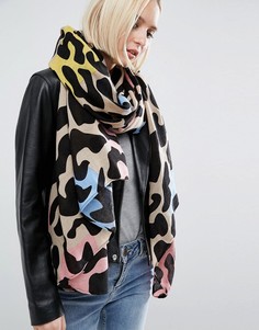 Oversize-шарф с разноцветным леопардовым принтом ASOS - Мульти