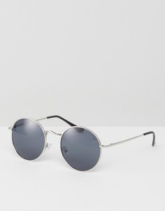 Круглые солнцезащитные очки в стиле 90-х в металлической оправе ASOS - Серебряный