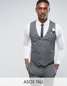 Серый фактурный жилет скинни ASOS TALL WEDDING - Серый