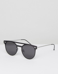 Круглые солнцезащитные очки с планкой сверху в черной оправе Spitfire - Черный