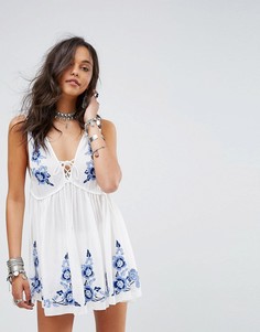 Платье-комбинация с вышивкой Free People Aida - Белый