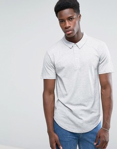 Трикотажная футболка-поло с закругленным низом Troy - Серый