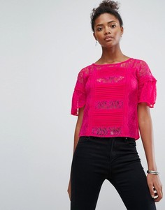Топ с кружевной отделкой New Look - Розовый