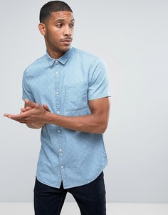 Джинсовая рубашка классического кроя с принтом New Look - Синий