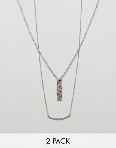 2 ожерелья с подвесками DesignB эксклюзивно для ASOS - Серебряный