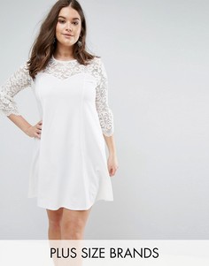 Короткое приталенное платье с кружевными рукавами Praslin - Кремовый