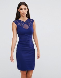 Облегающее платье с аппликацией и присборенной отделкой сбоку Lipsy - Темно-синий