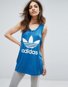 Топ с логотипом-трилистником adidas Originals - Синий