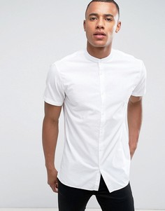 Рубашка классического кроя с короткими рукавами и воротником на пуговице Selected Homme - Белый