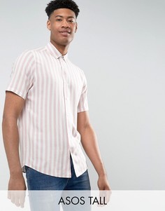 Розовая рубашка в полоску классического кроя ASOS TALL - Розовый