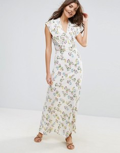 Платье макси на подкладке с мелким цветочным принтом Liquorish - Кремовый