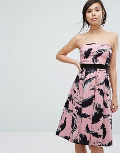 Короткое приталенное платье-бандо Vesper - Розовый