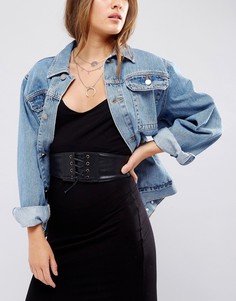 Эластичный ремень в корсетном стиле со шнуровкой New Look - Черный