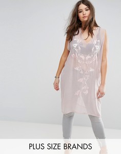 Прозрачное сетчатое платье с цветочной вышивкой Religion Plus - Розовый