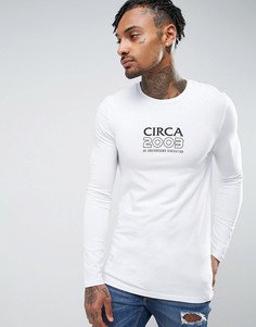 Облегающий лонгслив с принтом ASOS - Белый