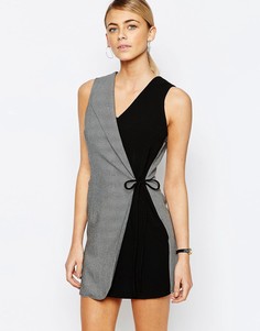 Платье с контрастным дизайном и запахом в стиле смокинга Love - Серый