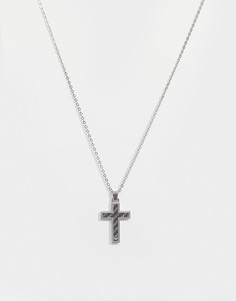 Ожерелье с крестом из углеродного волокна Emporio Armani - Серебряный