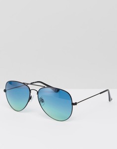 Солнцезащитные очки-авиаторы с голубыми стеклами ASOS - Зеленый