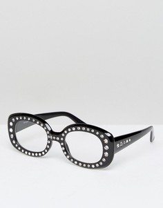 Квадратные очки в толстой роговой оправе с прозрачными стеклами ASOS - Черный