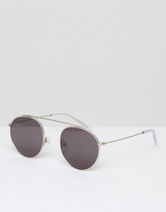 Серебристые солнцезащитные очки-авиаторы в круглой оправе Monokel - Серебряный