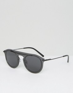 Круглые солнцезащитные очки с плоскими линзами Dolce & Gabbana - Черный