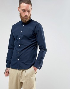 Приталенная оксфордская рубашка из хлопка Selected Homme - Темно-синий
