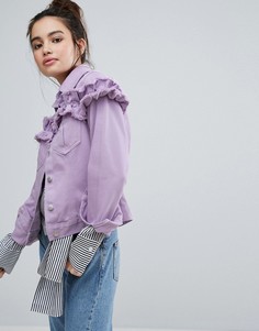 Джинсовая куртка с рюшами H! By Henry Holland - Фиолетовый