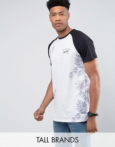 Белая футболка с рукавами реглан и цветочным принтом Jacamo TALL - Белый