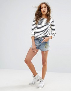 Шорты с завышенной талией и вышивкой Levis 501 - Синий