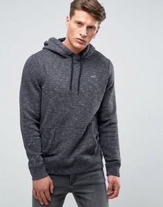 Худи темно-серого меланжевого цвета классического кроя с логотипом Hollister - Черный