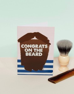 Поздравительная открытка с надписью Congrats on the Beard Jolly Awesome - Мульти