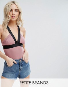 Боди в рубчик с контрастной отделкой Vero Moda Petite - Розовый