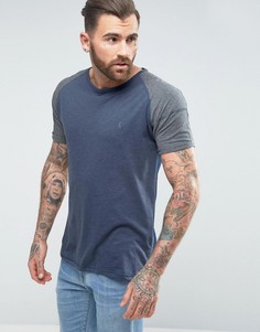 Меланжевая футболка с рукавами реглан Ringspun - Темно-синий