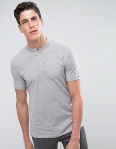 Меланжевая футболка-поло Selected Homme - Серый