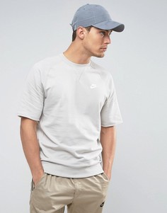 Серый свитшот с круглым вырезом и коротким рукавом Nike 933571-042 - Серый