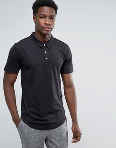 Трикотажная футболка-поло с закругленным низом Troy - Черный