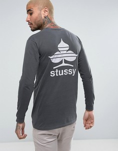 Лонгслив с принтом на спине Stussy - Черный