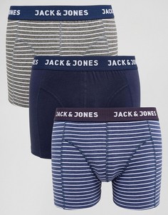 Набор из 3-х боксеров-брифов в полоску Jack & Jones - Темно-синий