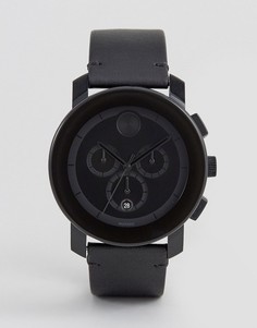 Черные часы с кожаным ремешком и хронографом Movado Bold 3600337 - Черный