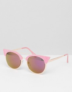 Солнцезащитные очки кошачий глаз с розовой бархатной отделкой Skinnydip - Розовый