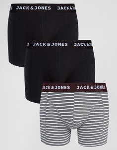 Набор из 3 боксеров-брифов в полоску Jack & Jones - Черный