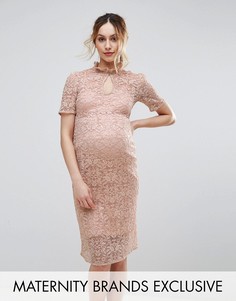 Кружевное платье-футляр Hope & Ivy Maternity - Розовый