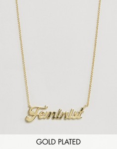 Позолоченное ожерелье с подвеской Feminist Rock N Rose - Золотой