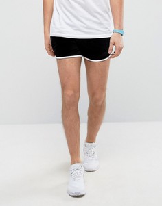 Черные велюровые шорты для бега ASOS - Черный