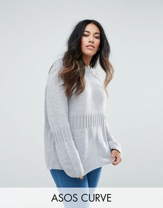Oversize-джемпер с отделкой в рубчик ASOS Curve - Серый