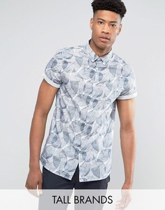 Узкая рубашка с принтом и короткими рукавами Burton Menswear TALL - Синий