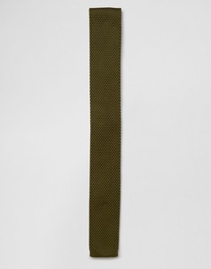 Вязаный галстук цвета хаки 7X - Зеленый