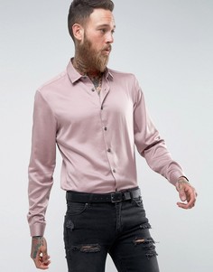 Розовая атласная рубашка классического кроя ASOS - Розовый